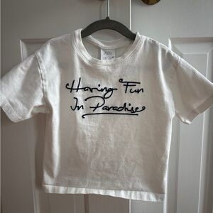 Zara Kids White Box Tee with Fun Paradise Print